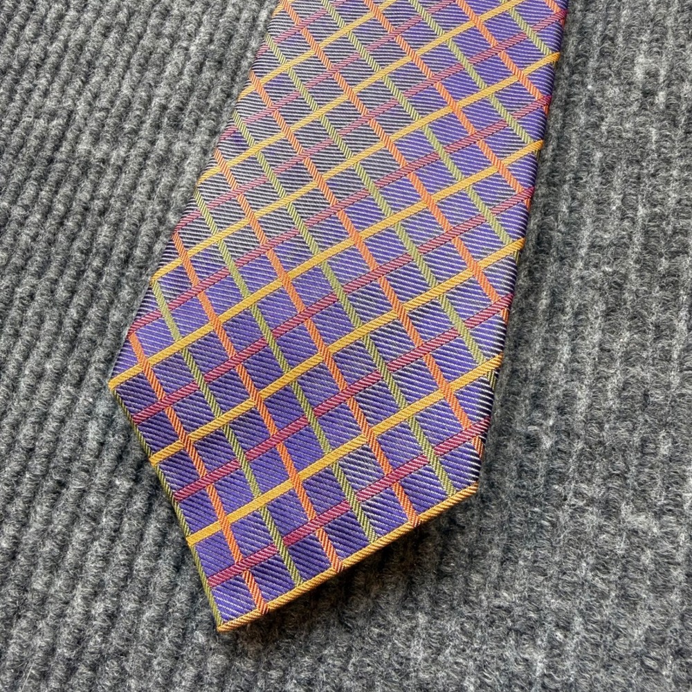 Vintage Paul Stuart Silk Tie NWT Multicolor Geometric Grid Pattern Designer‎ USA
